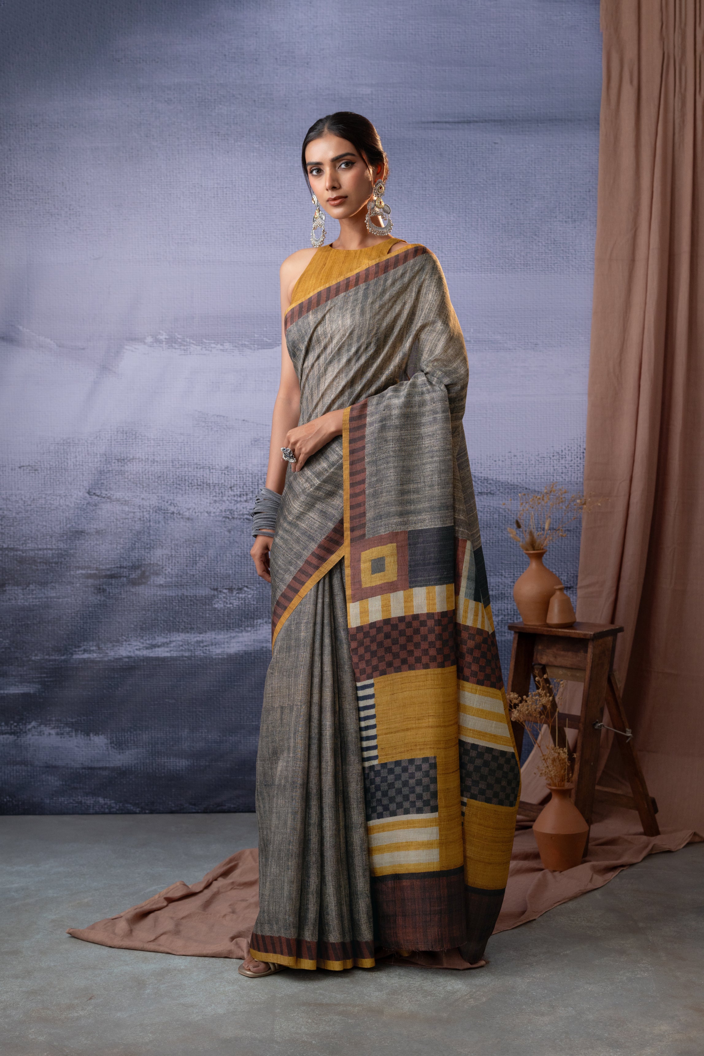 Quartz Geometric Designs Saree