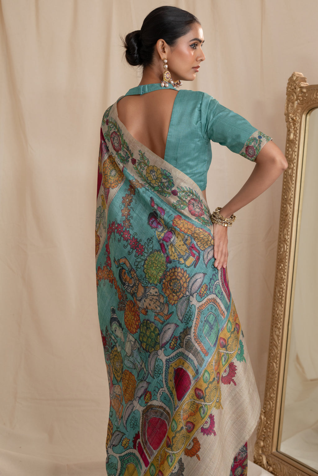 Emerald Kalamkari Saree