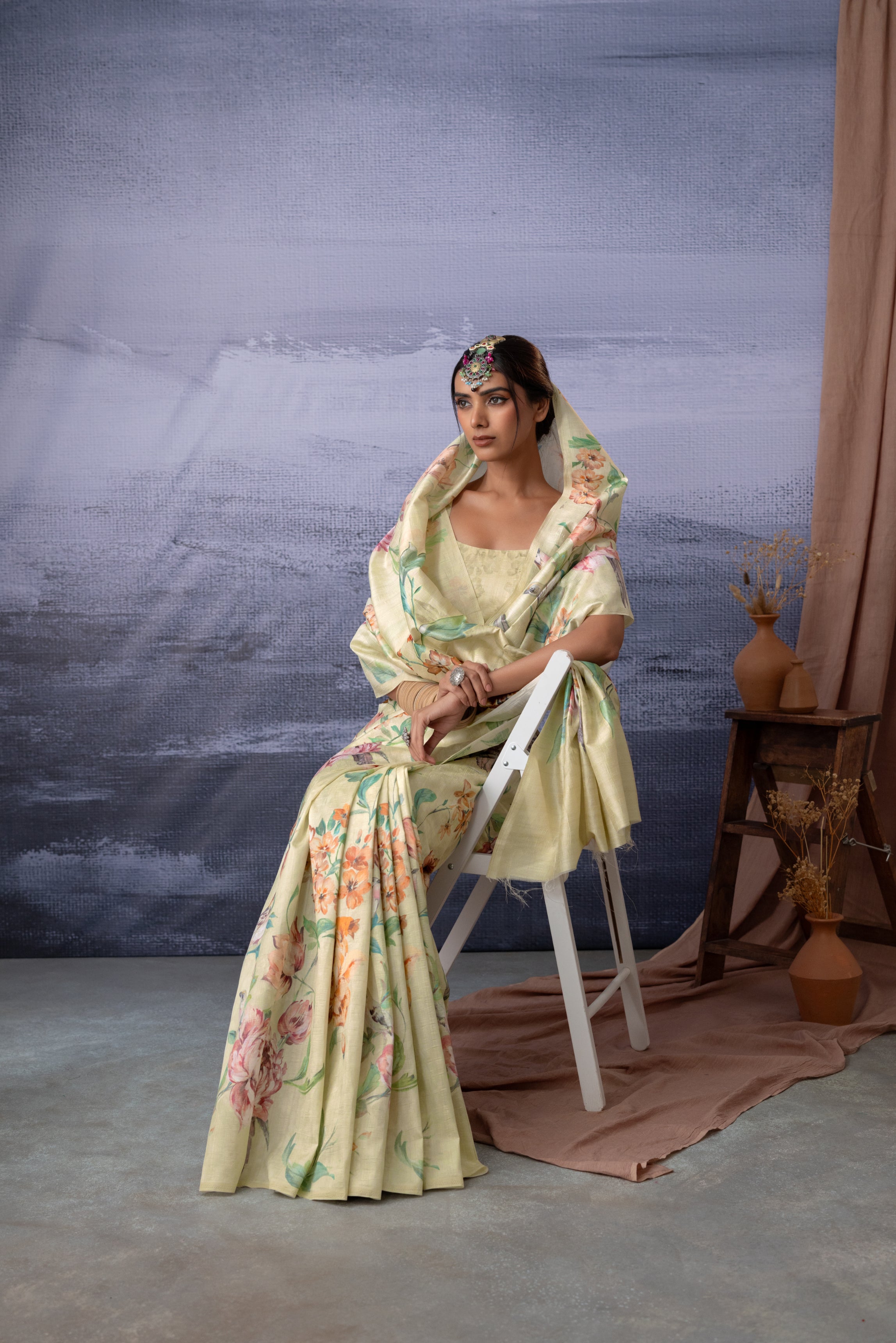 Sapphire Shine Floral Designs Saree