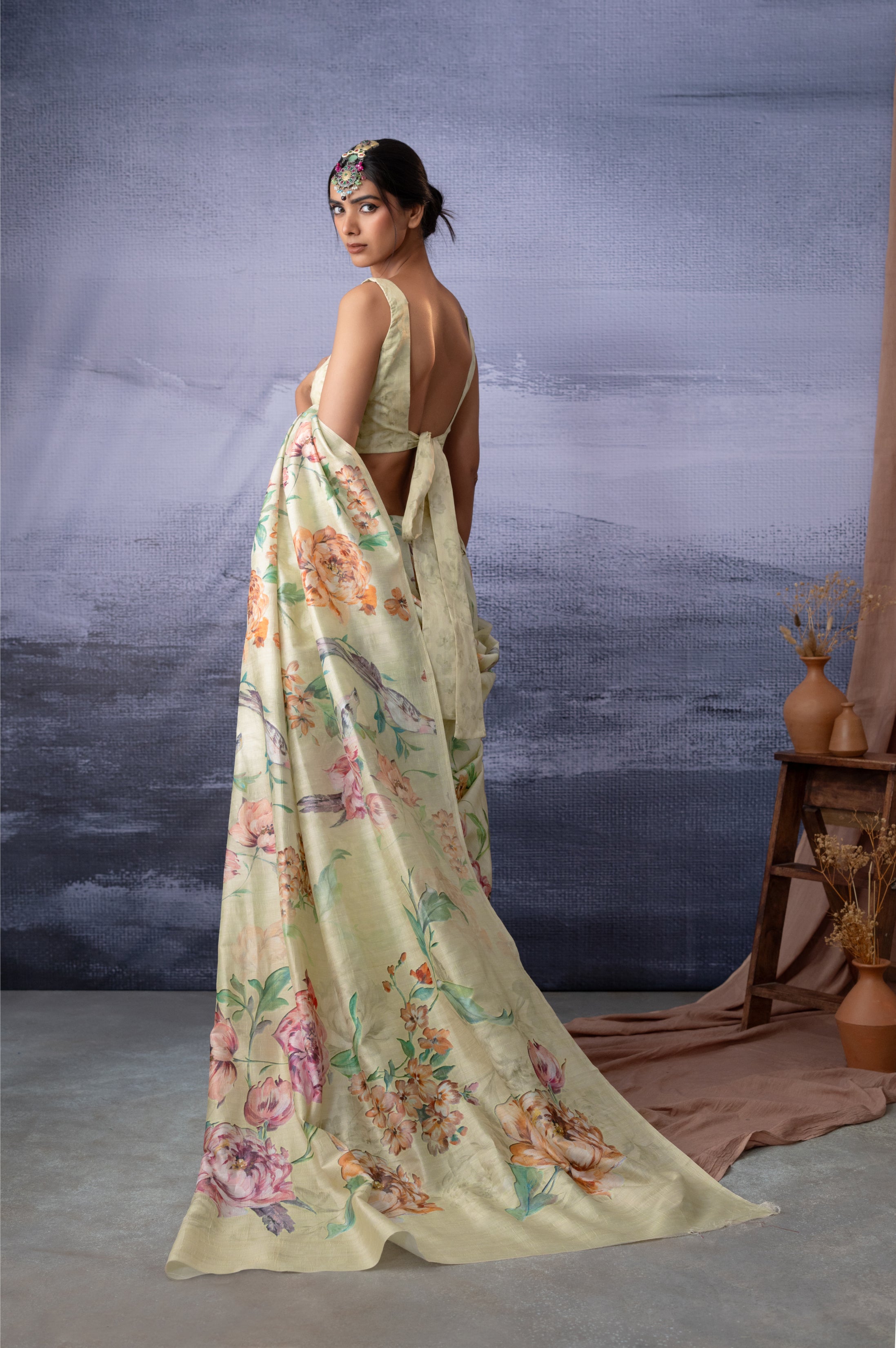 Sapphire Shine Floral Designs Saree