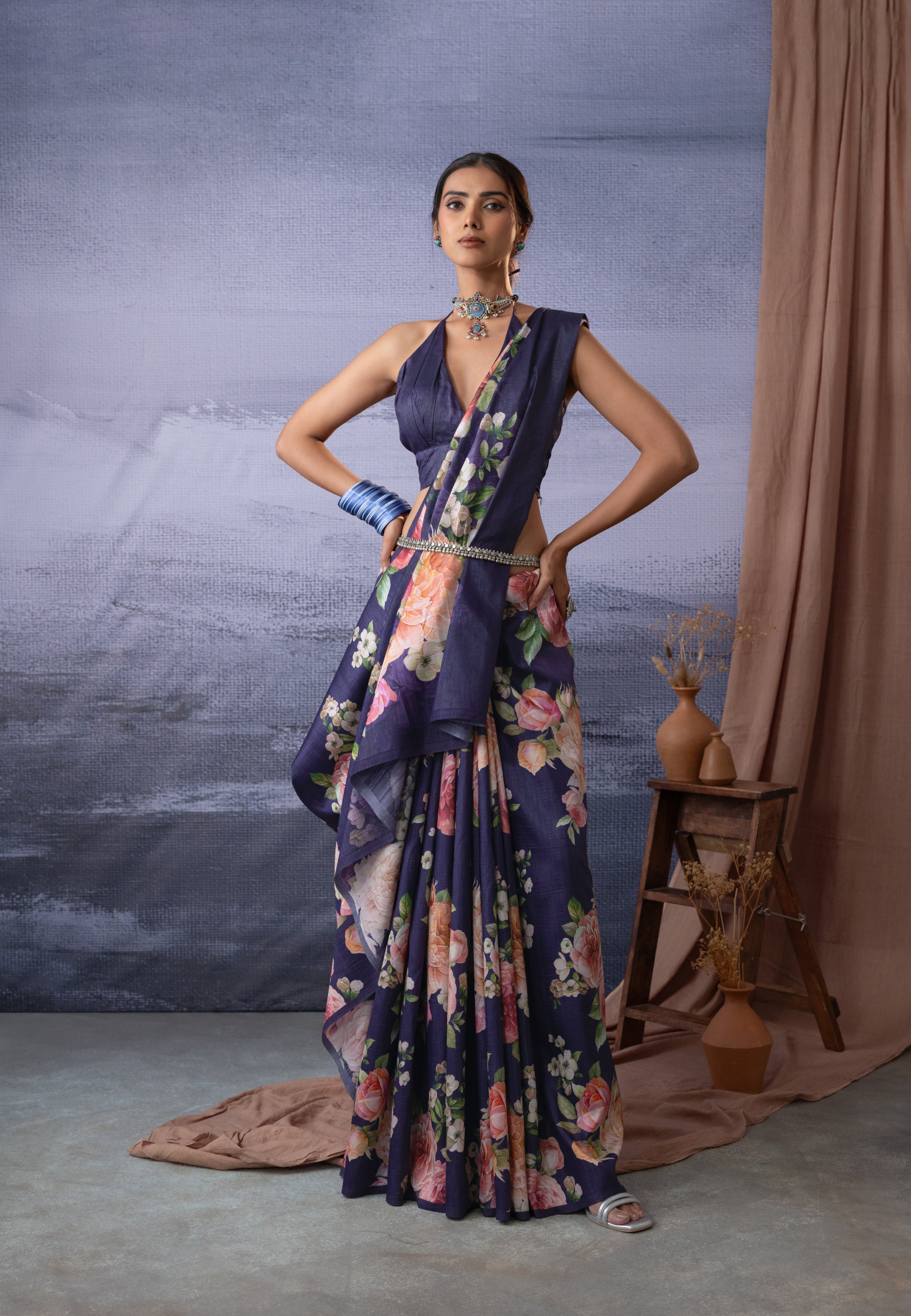 Ivory Premium Floral Designs Saree