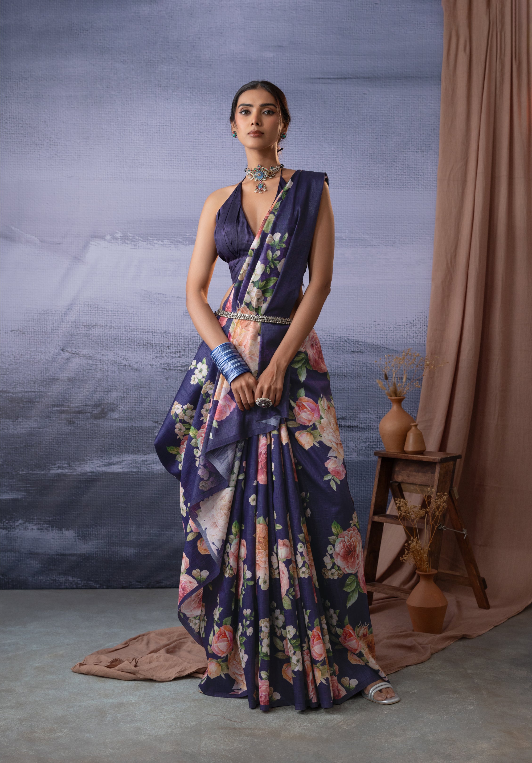 Ivory Premium Floral Designs Saree