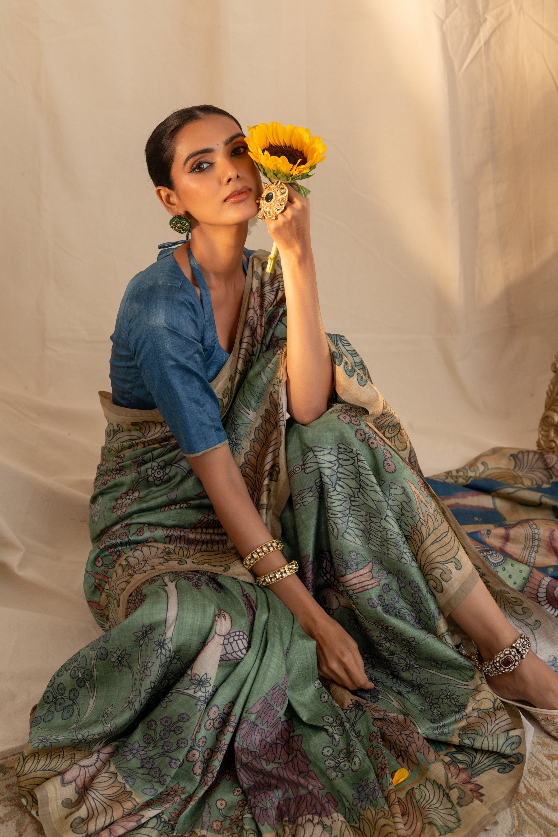 Scarlet Kalamkari Saree