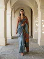 Blue Color Etherea Mulberry Silk Saree