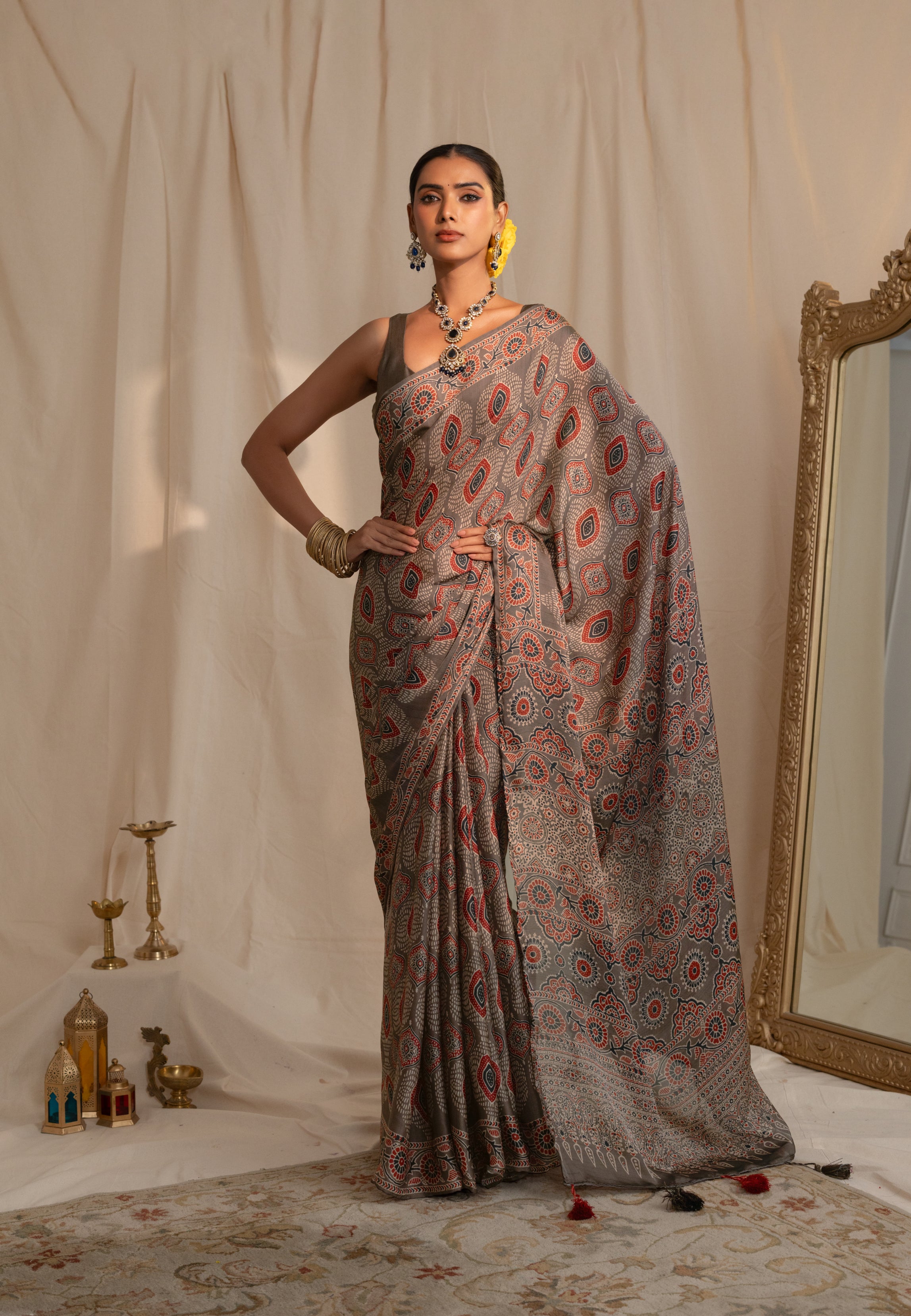 Midnight Premium Ajarak  Saree