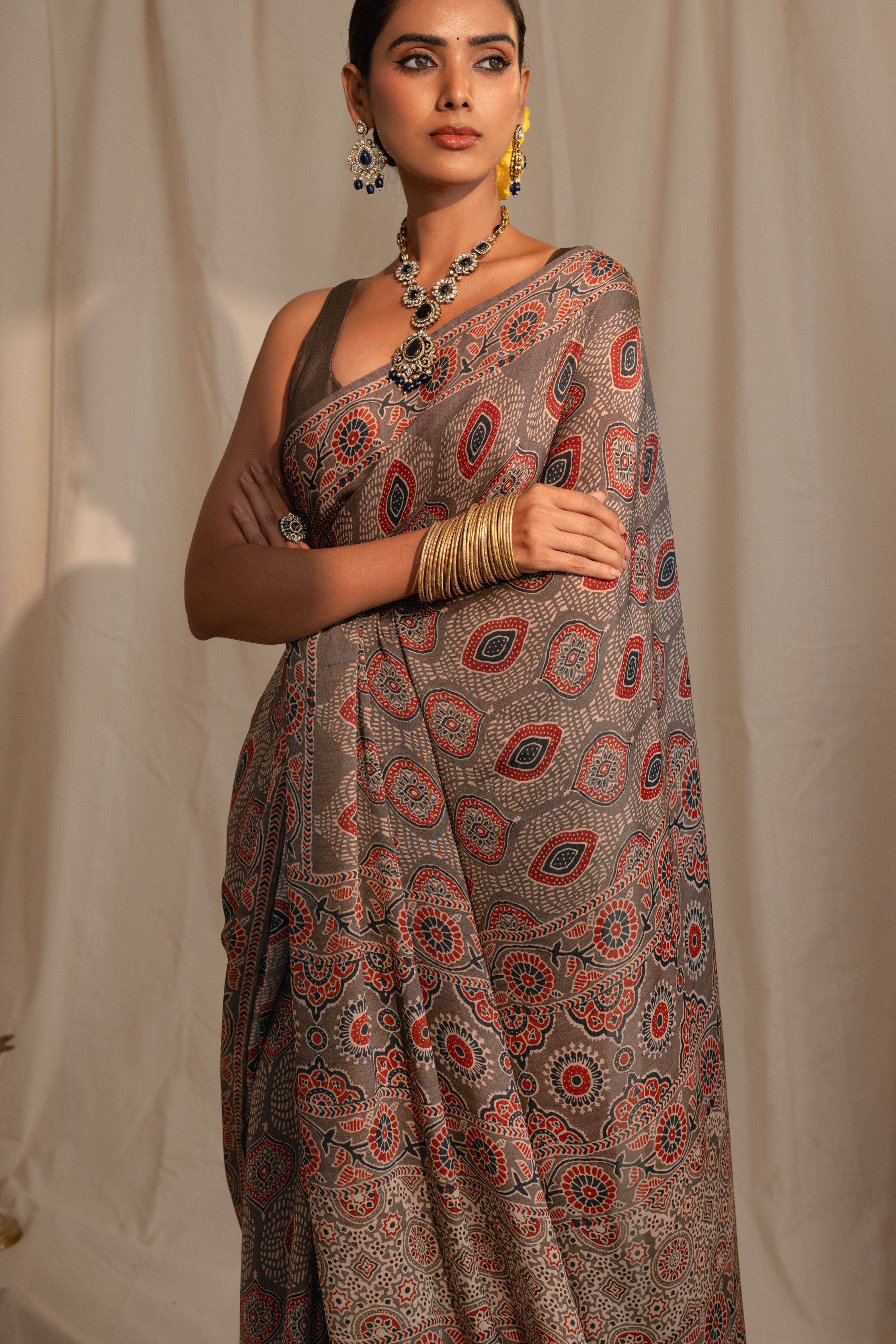 Midnight Premium Ajarak  Saree