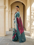 Blue Dhvani On Modal Satin Fabric