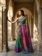 Multi Color Abstract Print On Modal Satin Fabric