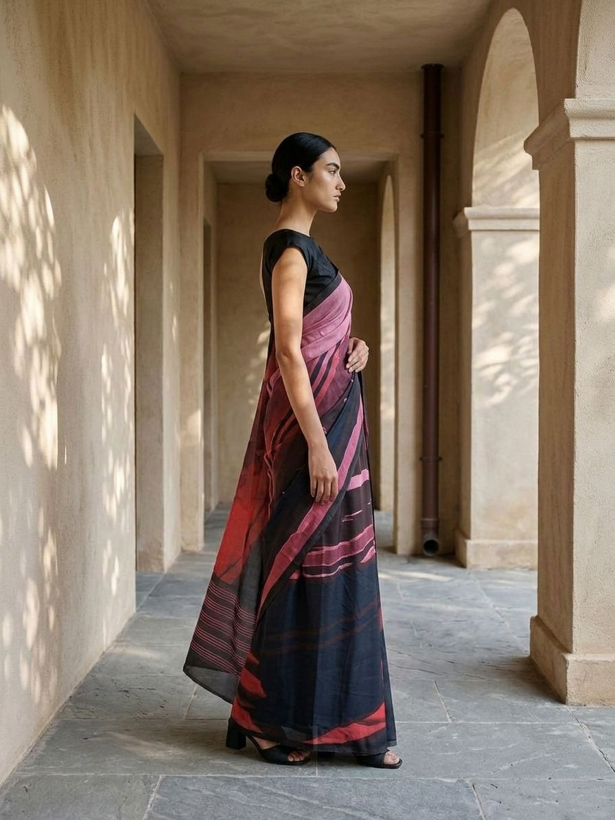 Dhvani Navy Blue On Modal Satin Fabric