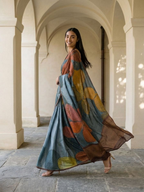 Blue Color Etherea Mulberry Silk Saree