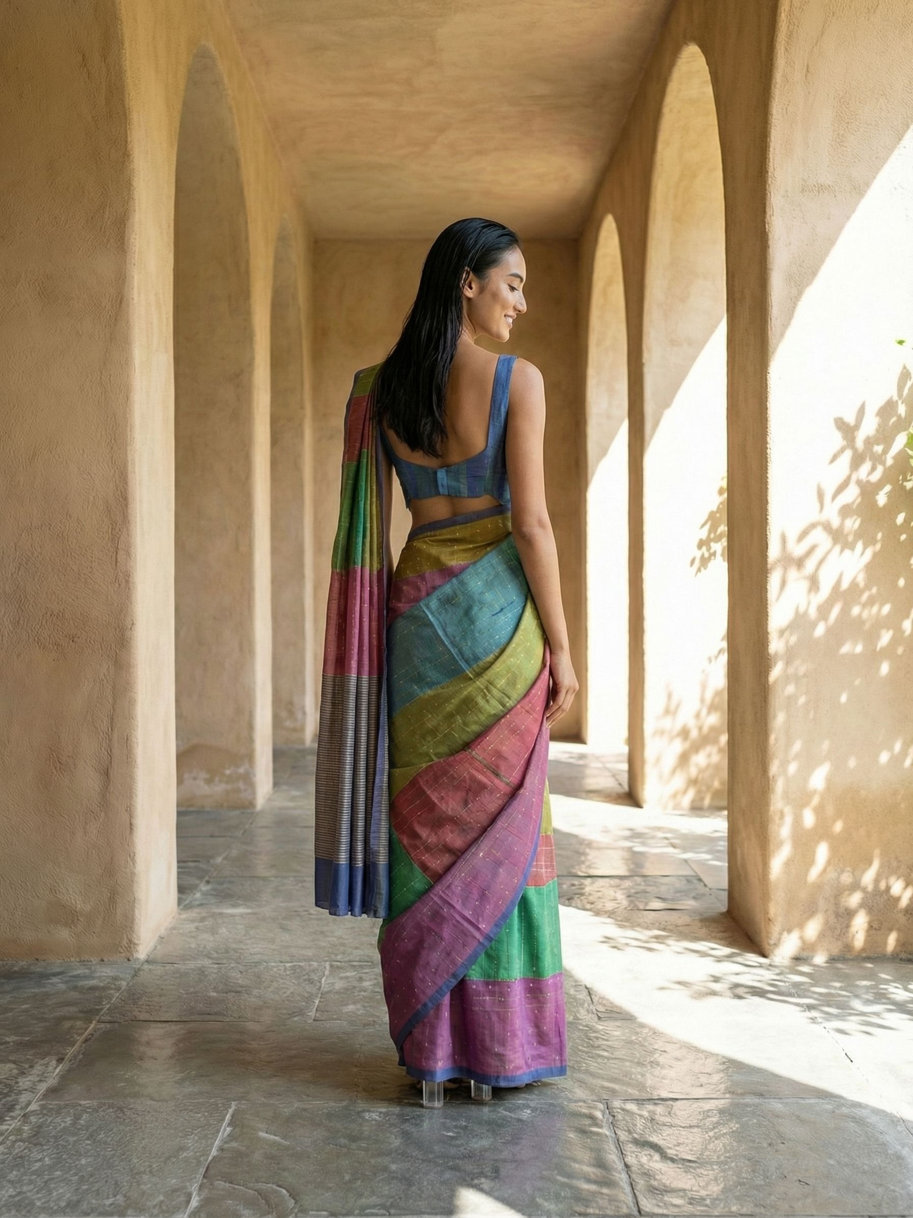 Multi Color Abstract Print On Modal Satin Fabric
