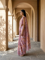 Gul Saree - Unique FLoral Design Digital Print On Tusser Silk