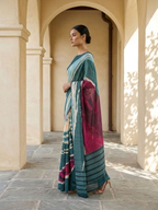 Blue Dhvani On Modal Satin Fabric