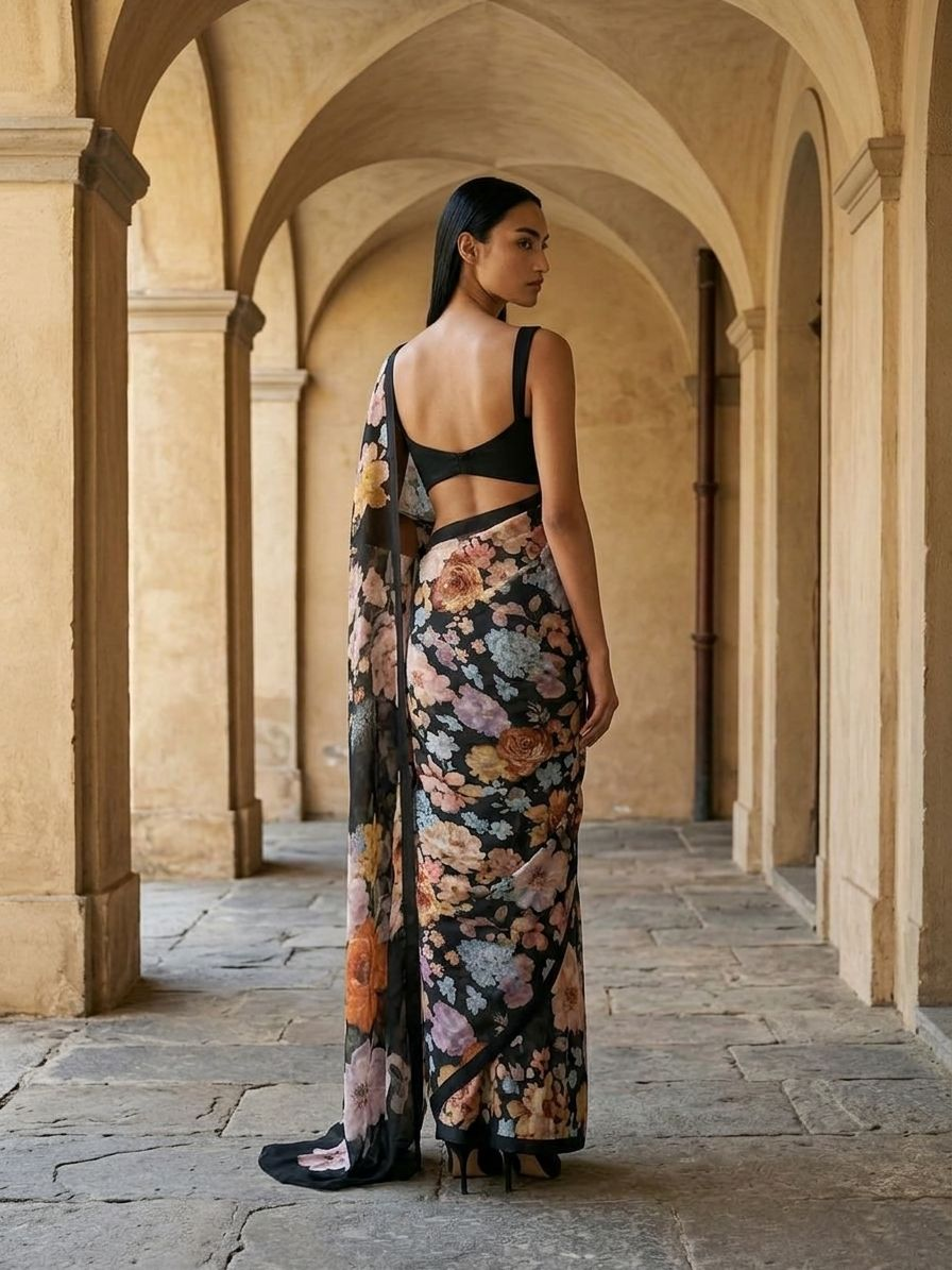 MULBERRY SAREE- Midnight Black