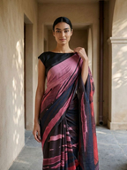 Dhvani Navy Blue On Modal Satin Fabric