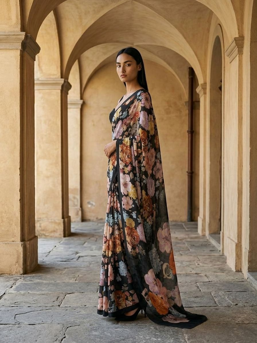 MULBERRY SAREE- Midnight Black