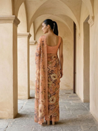Beige Bloom Royale Mulberry Silk Saree