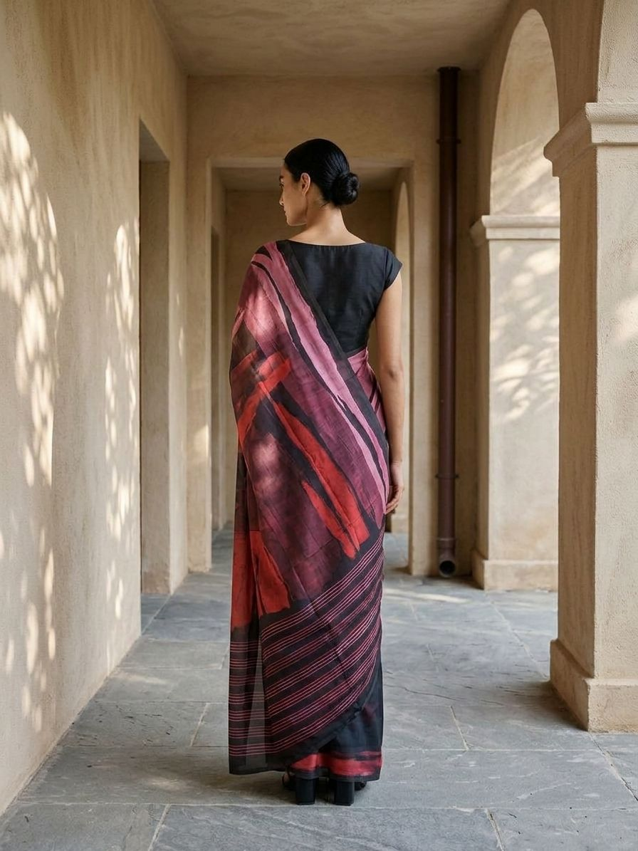 Dhvani Navy Blue On Modal Satin Fabric