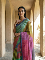 Multi Color Abstract Print On Modal Satin Fabric