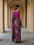 Maroon Color Leher Veil Saree In Geometric Design On Modal Satin  Fabric