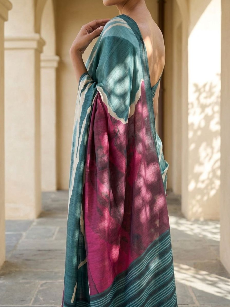 Blue Dhvani On Modal Satin Fabric