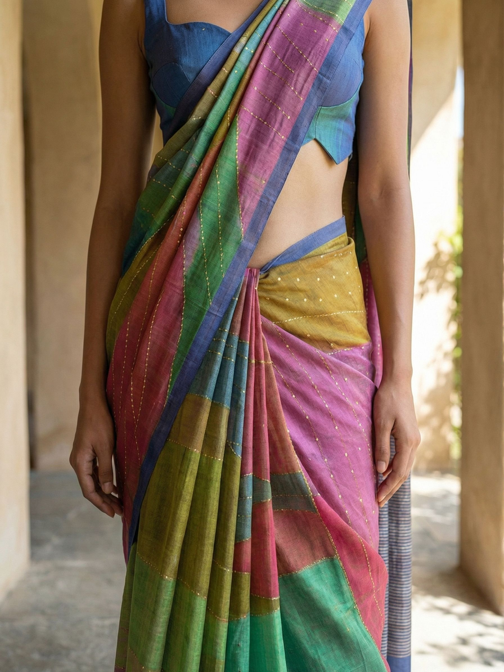 Multi Color Abstract Print On Modal Satin Fabric