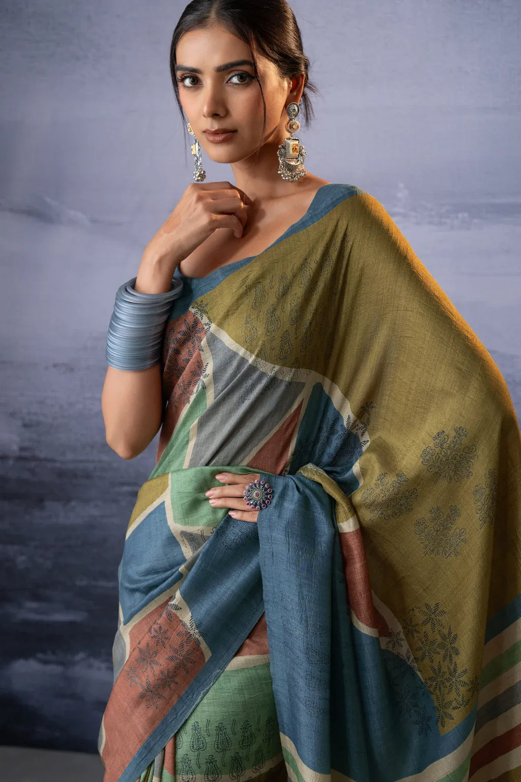 Blue color Ravya On Banarasi ArtSilk Fabric
