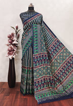 Ajrakh print On Diamond Silk Fabric