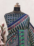 Ajrakh print On Diamond Silk Fabric