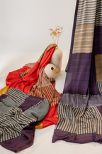 Coral Geometric Designs Saree