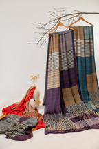 Coral Geometric Designs Saree