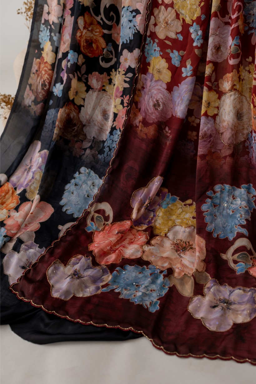 Flower Royal Floral Designs saree