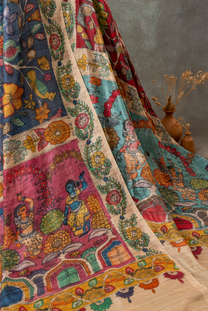 Emerald Kalamkari Saree