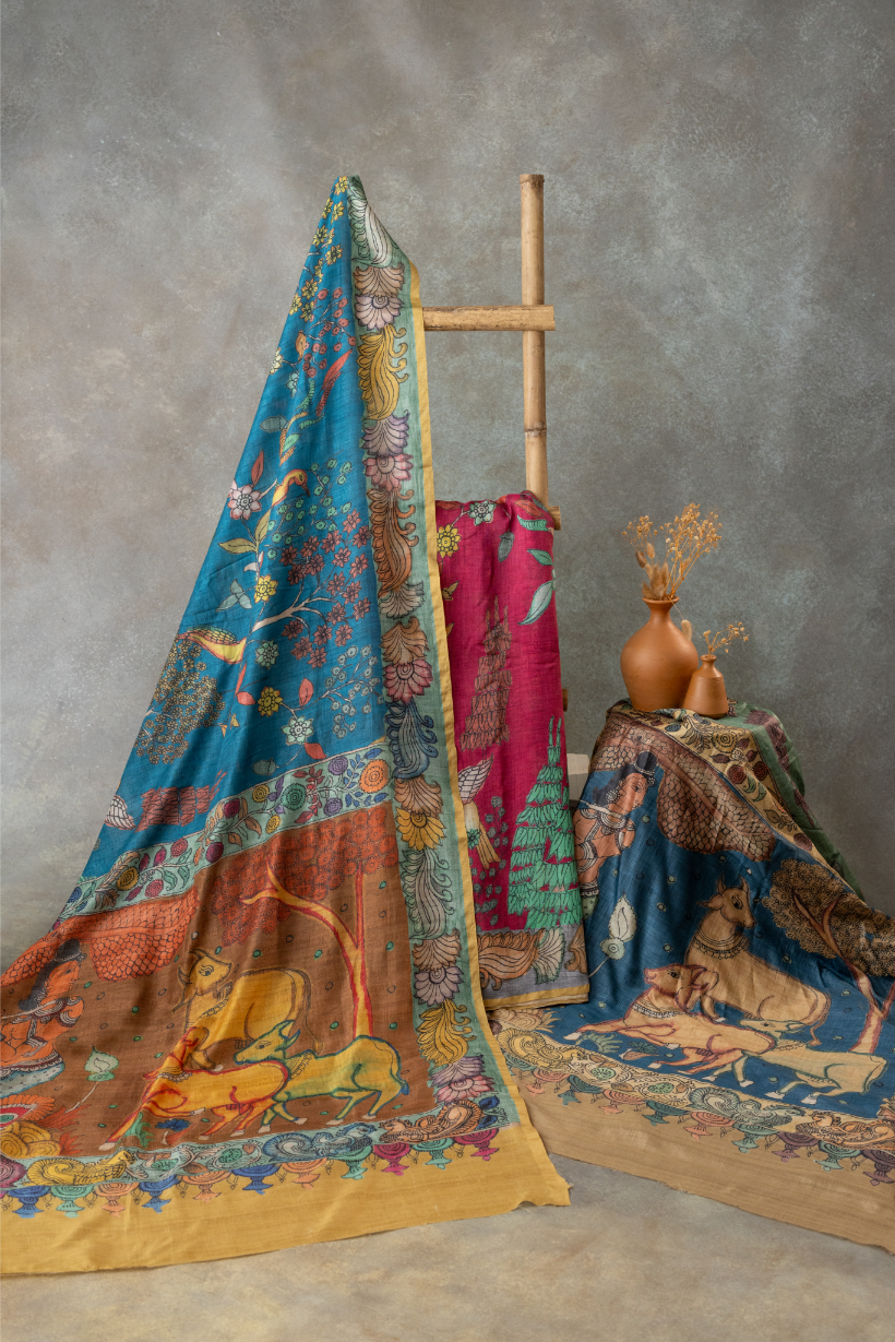 Scarlet Kalamkari Saree