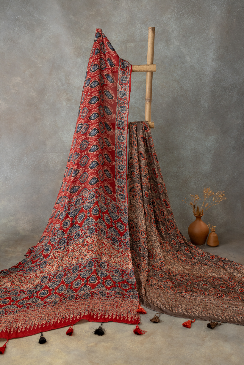 Midnight Premium Ajarak  Saree