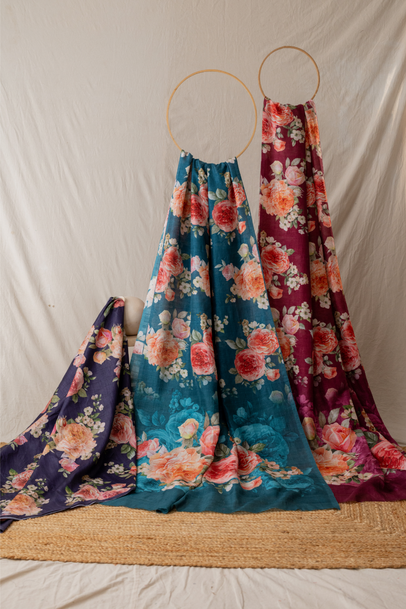 Ivory Premium Floral Designs Saree