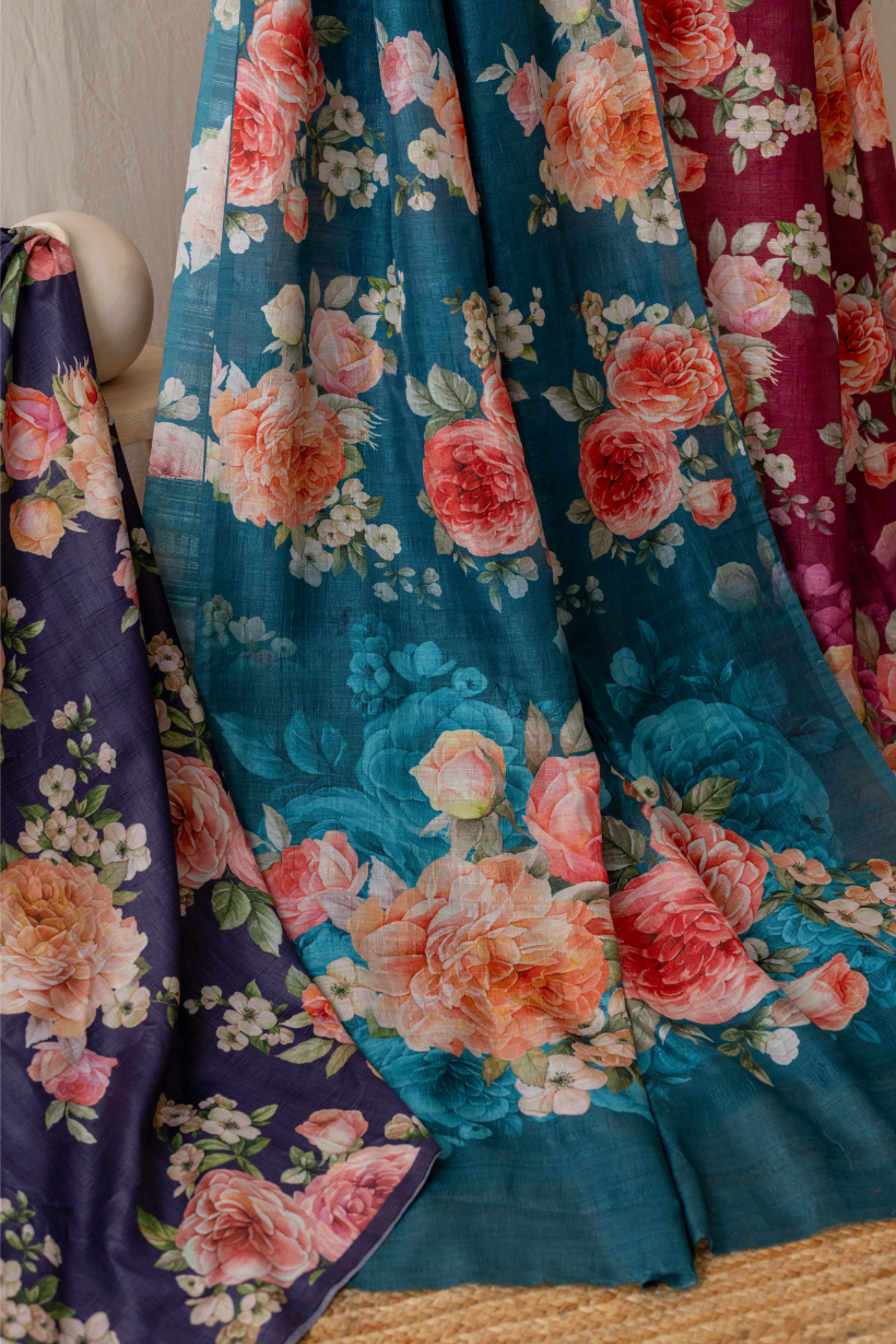 Ivory Premium Floral Designs Saree