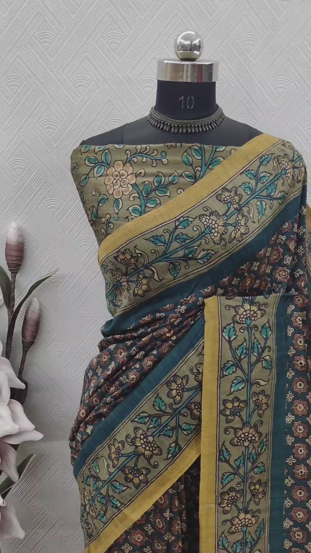 Navy Blue Color Ajrakh Print On  Matka Silk Fabric